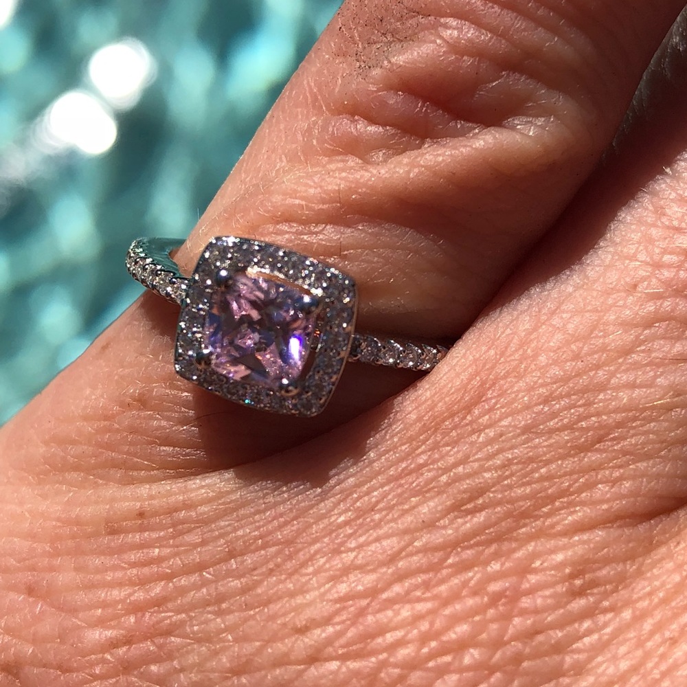 Sterling Silver with Pink cubic zirconia